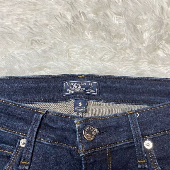 Abercrombie & Fitch Simone High Rise Super Skinny Jeans Size 4L 27 Dark Wash - Picture 5 of 11